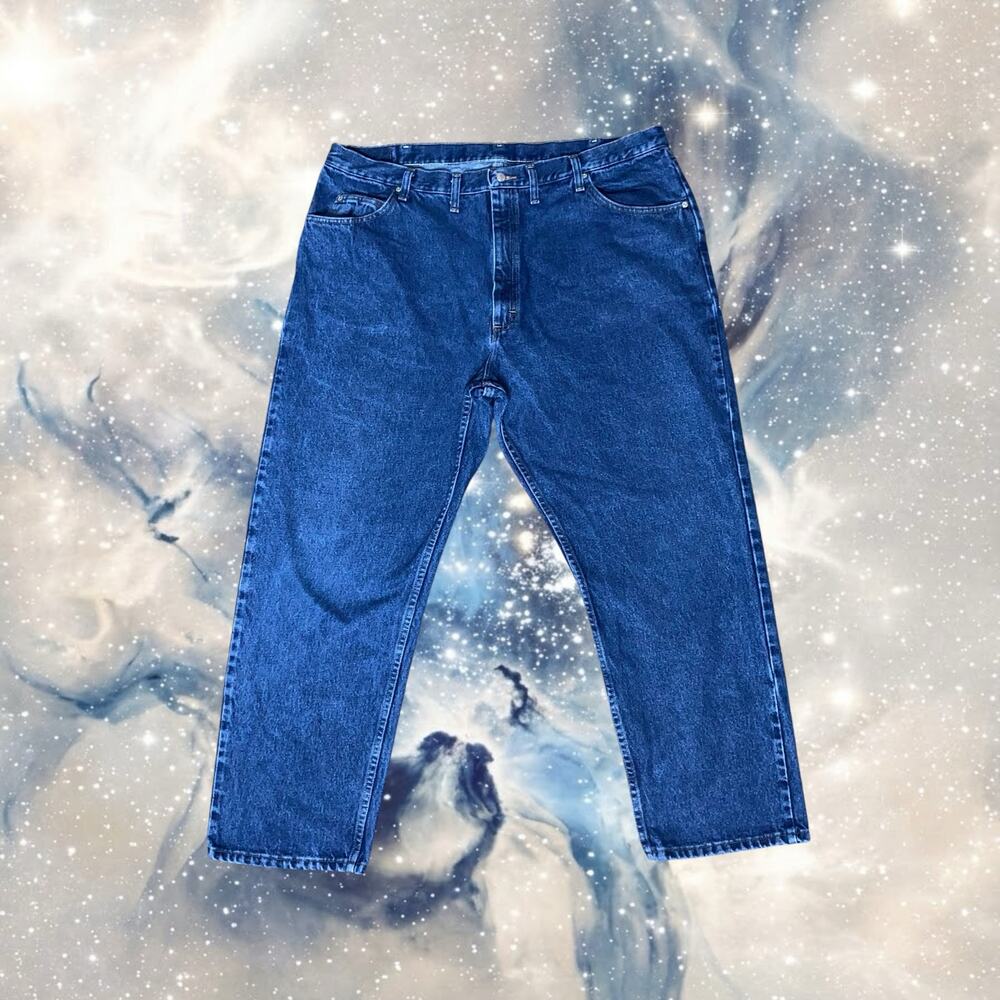 Wrangler Mens 44x30 Relaxed Fit Blue Denim Jeans 100% Cotton 97601DR
